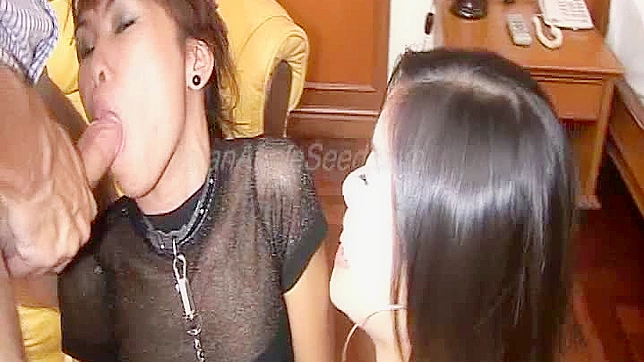 两个业余亚洲女孩的激烈三人行