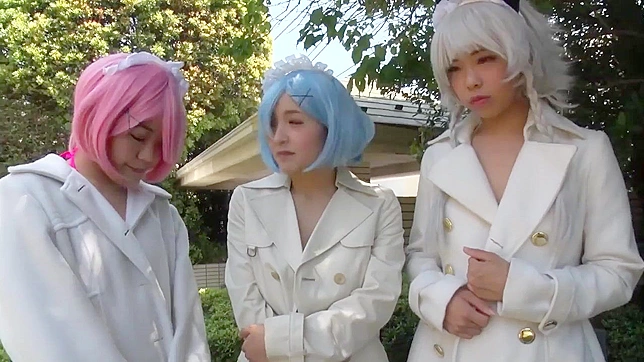 丰满的日本熟女同性恋与少女cosplay三人行激情啪啪