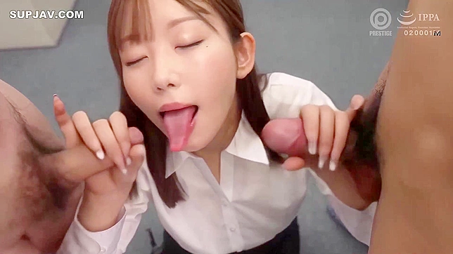 日本秘书南岛舞为老板和他的搭档口交，MMF