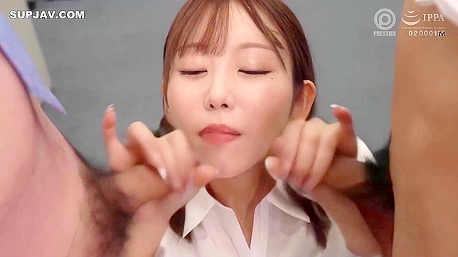 日本秘书南岛舞为老板和他的搭档口交，MMF