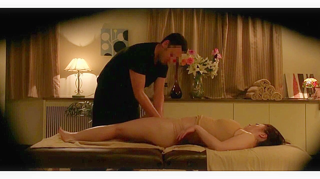 丰乳妻子油滑乳房的狂野日式按摩体验。