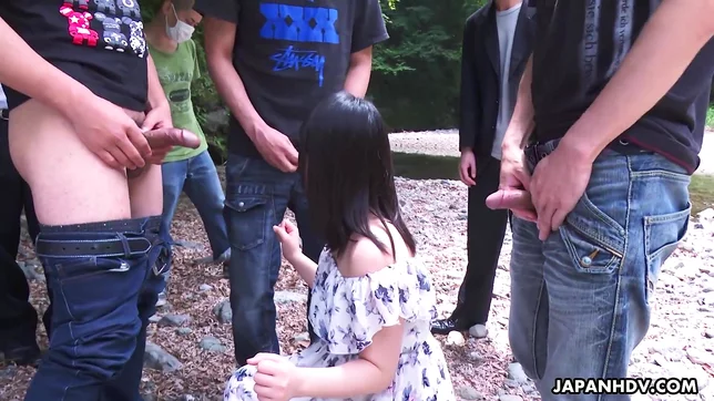 Tsuna Kimura Blows Massive Dick Outdoors with Group of Men Uncensored