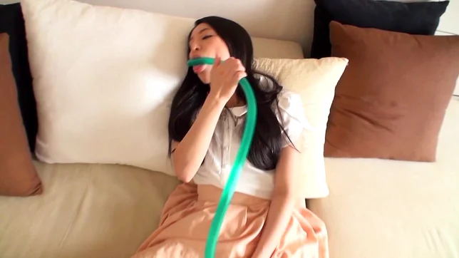 Lusty Japanese brunette Takikawa Kanon pleases pussy with toys 2