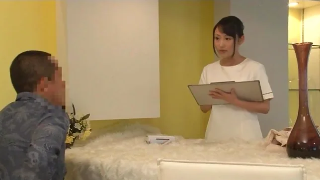 Delicious Japanese masseuse rides dick and gets cum on tits