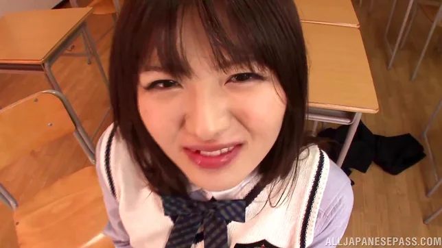 Sporty Japanese schoolgirl Akane Azusa enjoys threesome banging 4