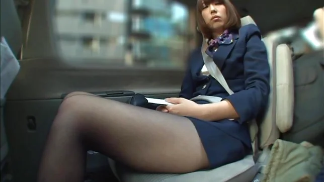 Japanese stewardess opens legs for a big cock 4