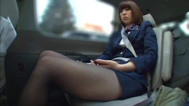 Japanese stewardess opens legs for a big cock 4