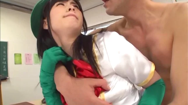 Spicy Japanese stunner in sexy costume jumps on cock 3