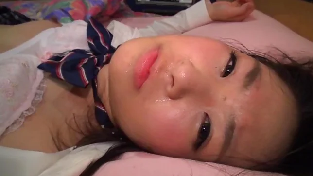 Sweet Asian teen with nice ass performs amazing cock sucking