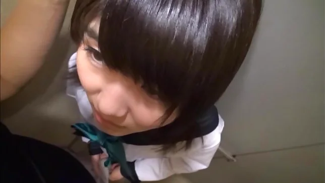 Sex in the toilet for young Japanese in sexy unifrom 4