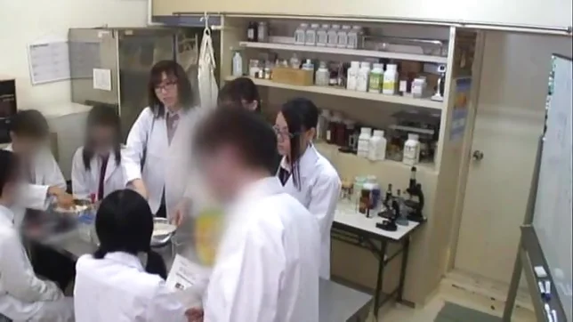 Teen schoolgirl friends in glasses help to jerk him off 2