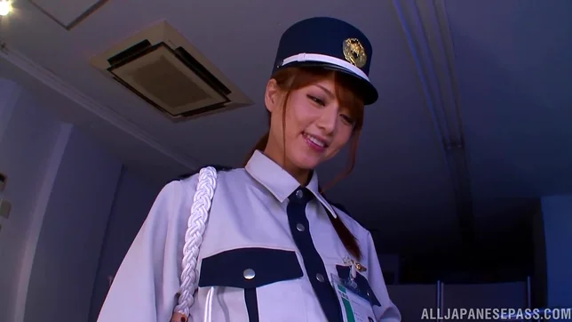 Policewoman Akiho Yoshizawa makes a footjob for a burglar 3