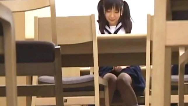 Naughty Schoolgirl Gets Fingered To An Orgasm In A Library