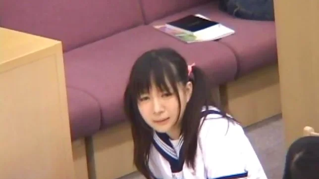 Naughty Schoolgirl Gets Fingered To An Orgasm In A Library