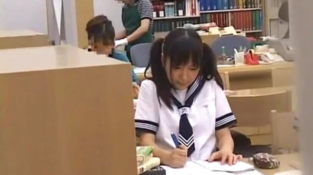 Naughty Schoolgirl Gets Fingered To An Orgasm In A Library