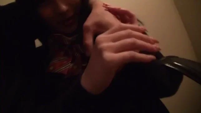 Passionate Japanese schoolgirl engulfs and rides cock in a toilet