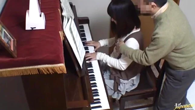 Piano teacher rear fucks his pupil across the piano keys 4