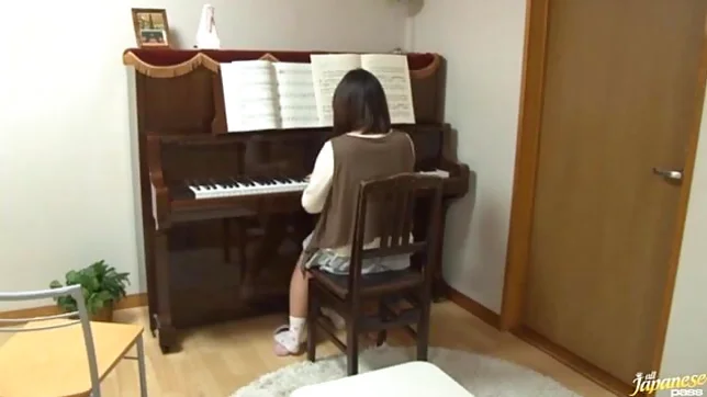 Piano teacher rear fucks his pupil across the piano keys 5