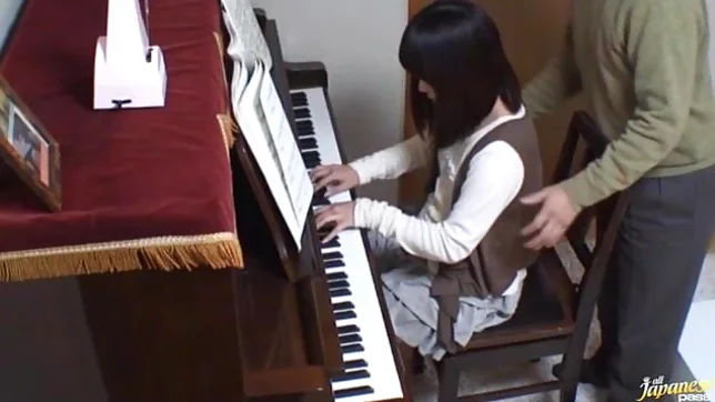 Piano teacher rear fucks his pupil across the piano keys 5