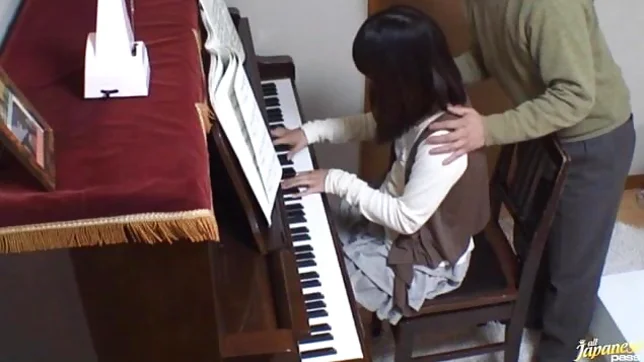 Piano teacher rear fucks his pupil across the piano keys 5