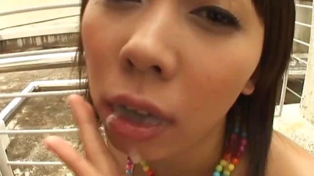 Maho Sawai beautiful Asian teen gives blow job 4