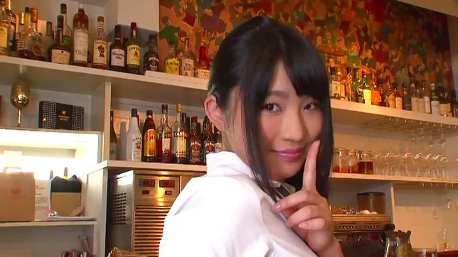 Glorious Japanese sex doll Satomi Namiya shows her ass and pussy